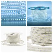 Светодиодная лента Белый 2835 220V  8W/m  120Led/м герм 17-39 Стандарт IP65 50М