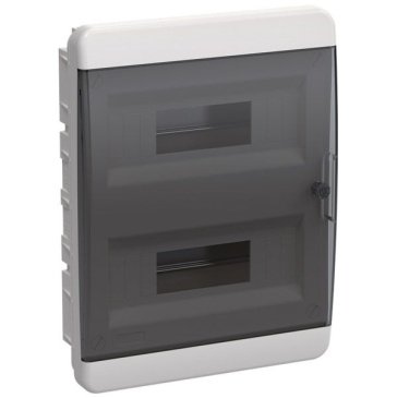 Корпус пластиковый TF5-KP12-V-24-41-K01-K03 ЩРВ-П-24 IP41 черная прозрачная дверь TEKFOR IEK