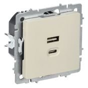 Розетка встраиваемая USB IEK BRITE A+C 45Вт BR-U22-045-K10 РЮ11-2-БрКр бежевый Розетка встраиваемая USB IEK BRITE A+C 45Вт BR-U22-045-K10 РЮ11-2-БрКр бежевый