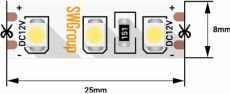 Светодиодная лента Белый дневной 3528 12V 9.6W/m 120Led/метр герм (силикон) 00-00014778 SWG3120-12-9.6-NW-66-M