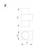 светильник  6W Белый дневной 035563 SP-SPICY-WALL-MINI-TWIN-S104x39 220V IP20 цилиндр накладной золотой