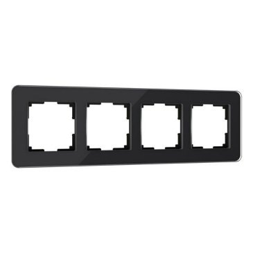 Рамка стеклянная 4  поста WERKEL Elite W0042448 черный