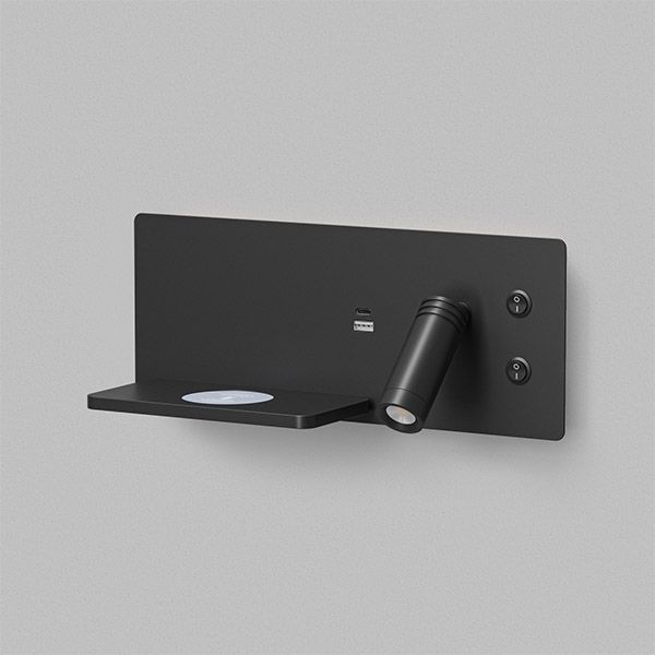Накладной светильник-бра  11W Белый теплый DENKIRS CHARGELUX DK5092-BK 220V IP20 с  USB-A и USB-C, беспроводная зарядка черный Накладной светильник-бра  11W Белый теплый DENKIRS CHARGELUX DK5092-BK 220V IP20 с  USB-A и USB-C, беспроводная зарядка черный