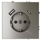 Розетка встраиваемая VOLTUM S70 с заземлением и защитными шторками 16А с USB A+С шелк