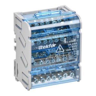 Шины на DIN-рейку в корпусе (кросс-модуль) ШНК 4х7 3L+PEN TF-DN10-4-07-100 TEKFOR IEK