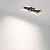 Встраиваемый светильник  18W Белый дневной 024129 CL-KARDAN-S180x102-2x9W 220V IP20 поворотный прямоугольный белый с черной вставкой
