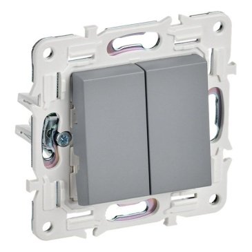 Выключатель встраиваемый двухклавишный IEK SKANDY SK-V20-0-10-K03 SK-V04Gr серый