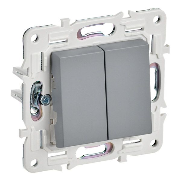 Выключатель встраиваемый двухклавишный IEK SKANDY SK-V20-0-10-K03 SK-V04Gr серый