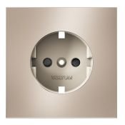 Накладка для розетки с заземлением и защитными шторками S70 Metal платина