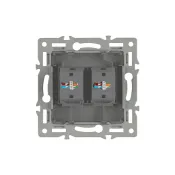 Розетка встраиваемая компьютерная двойная RJ45 кат.6 Arlight 045338 SCT-MPC2-PL-GR серая