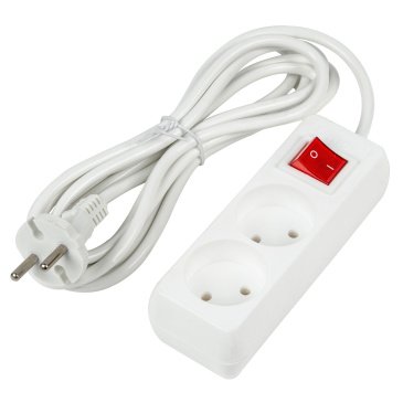 удлинитель без заземления и выключателем Uniel UL-00009992 S-CU2-3B WHITE 3м Ultra