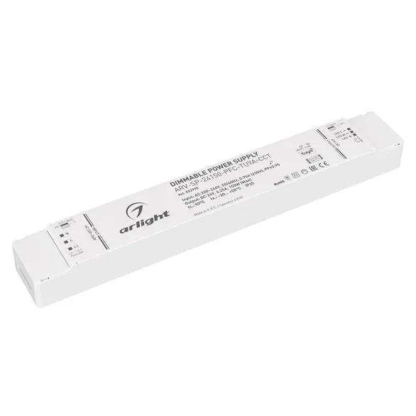 блок питания диммируемый (AC-DC) 24V  150W 052990  ARV-SP-24150-PFC-TUYA-CCT пластик