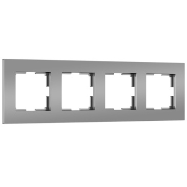 Рамка пластик 4 поста WERKEL SLAB W0042965 серебро софт