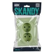 Штепсельная розетка встраиваемая двойная IEK SKANDY 16А SK-R21-16-K06-F SK-R08G без з/к без шторк в сборе мятный