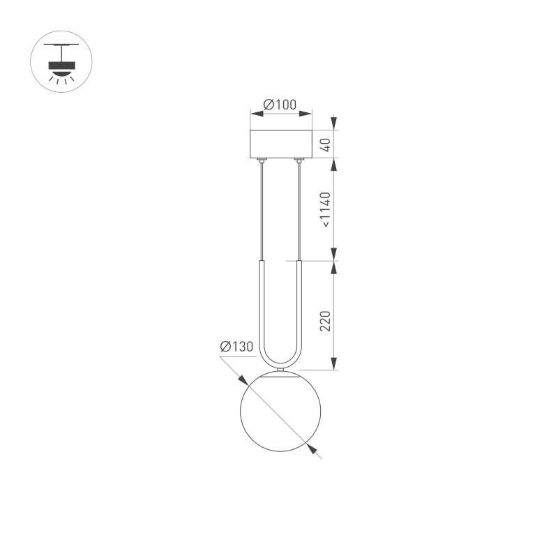 Подвесной светильник  10W Белый дневной 036526 SP-BEADS-HANG-U-R130 230V IP20 шар черный/светло-золотой