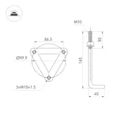 светильник 20W MIX 047685 LGD-CASTELLO-BOLL-H1000 Warm3500-MIX 80 deg 220V IP65 прямоугольный стационарный серый