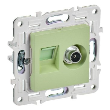 Розетка встраиваемая комбинированная IEK SKANDY SK-AK20-2-K06 SK-A15G TV+RJ45 кат.6 мятный