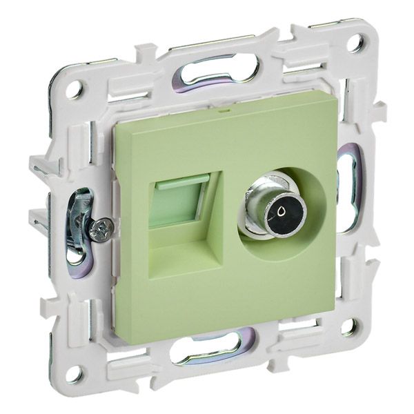 Розетка встраиваемая комбинированная IEK SKANDY SK-AK20-2-K06 SK-A15G TV+RJ45 кат.6 мятный
