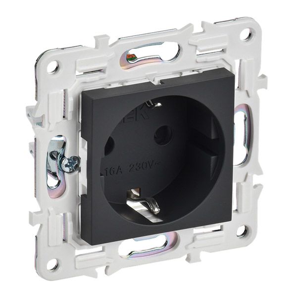 Штепсельная розетка встраиваемая IEK SKANDY 16А SK-R14-16-K53 SK-R04G с з/к без з/ш графит
