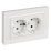 Штепсельная розетка встраиваемая двойная IEK BRITE 16А BR-R27-16-K01-F РСПл12-3-БрБ с з/к без шторок в сборе белый