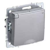 Штепсельная розетка встраиваемая IEK BRITE 16А BR-R16-16-K47 РСбш10-3-БрА с з/к и шторками с крышкой алюминий IP20