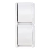Блок вертикальный 2 розетки INDUSTRIAL KR-78-0801 с/з белый керамический IP54 KRANZ