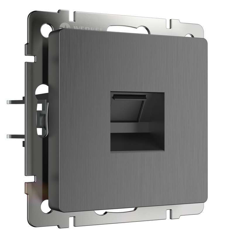 Розетка встраиваемая компьютерная  одиночная WERKEL Ethernet  RJ-45 WL04-RJ-45 / W1181004 графит рифленый