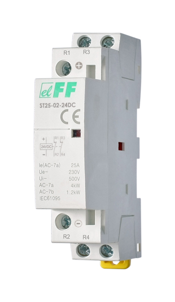 Контактор 25A  24VDC  ST25-02 24 DC контакт 2NC, потребляемая мощность 2,2Вт, размер 1 модуль