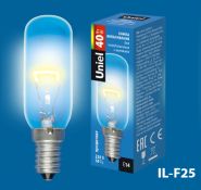 лампа накаливания 40W для холодильника и вытяжки  Е14 Белый теплый  UL-00005663 IL-F25-CL-40