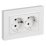 Штепсельная розетка встраиваемая двойная IEK BRITE 16А BR-R28-16-K91-F РСшПл12-3-БрАБ с з/к и шторками в сборе плоская арктический белый