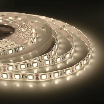 Светодиодная лента  Белый теплый 5050 12V 14.4W/m 60Led/метр герм (силикон) 11BL Стандарт 5м IP65 блистер