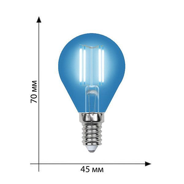 лампа декоративная шар  G45 Синий 5.0W UL-00002989 LED-G45-5W/BLUE/E14 GLA02BL лампа декоративная шар  G45 Синий 5.0W UL-00002989 LED-G45-5W/BLUE/E14 GLA02BL