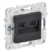 Розетка встраиваемая компьютерная двойная IEK SKANDY SK-K20-2-K53 SK-K04G RJ45 кат.6 графит