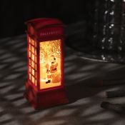 фигурка  светодиодная "Телефонная будка с Дедом Морозом" 5,3х12х5,3 см, пластик, батарейки LR44х3, свечение тёплое белое