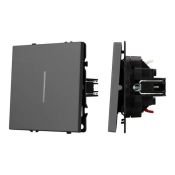 Выключатель встраиваемый одноклавишный непроходной 054260 SWT-NOBE-MK01-SFPL-L-GR с подсветкой серый