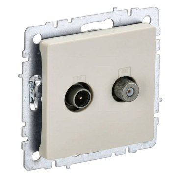 Розетка встраиваемая комбинированная IEK BRITE BR-AF20-O-K10 РТВ/РСп12-БрКр TV+SAT бежевый