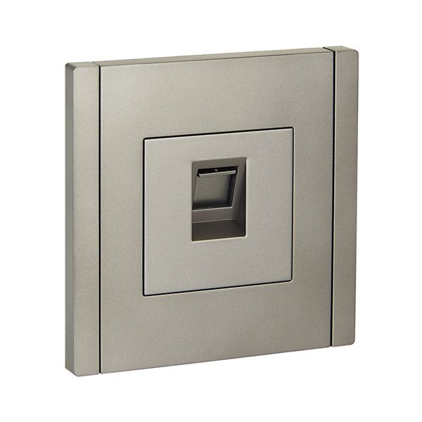 Розетка встраиваемая компьютерная IEK FORTE&PIANO RJ45 кат.6 FP531 сталь FP-K10-2-K46