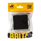 Выключатель встраиваемый двухклавишный проходной IEK BRITE BR-V22-0-10-K02 ВС10-2-6-БрЧ черный