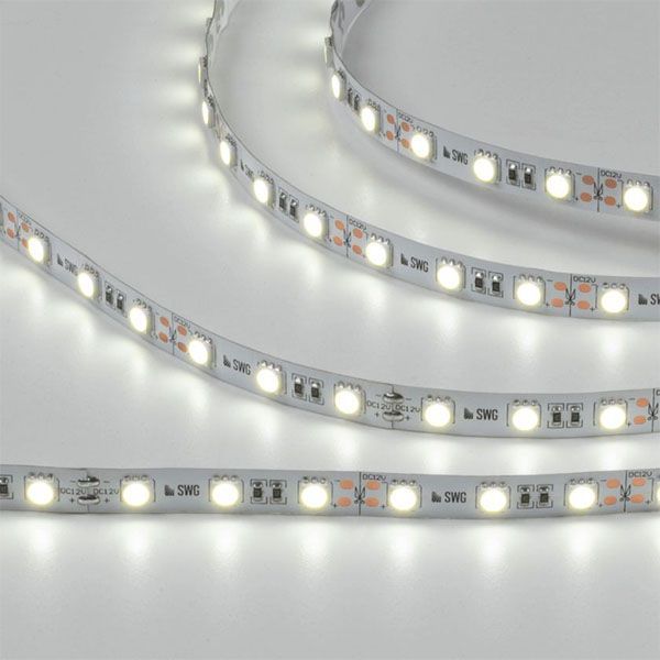 Светодиодная лента Белый холодный 5050 12V 14.4W/m 60Led/метр 00-00007265 SWG560-12-14.4-W-M 6500K стандарт