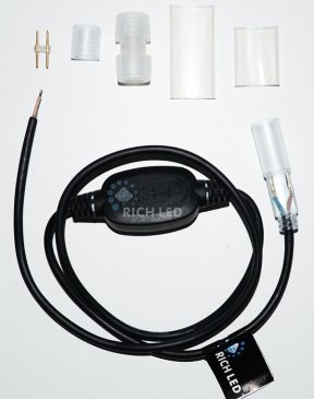 Комплект для подключения дюралайта RL-220AC/DC-1-1A-NP-B с блоком питания, до 50 метров