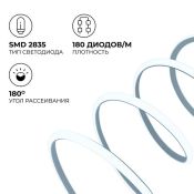 Светодиодная лента Белый 2835 24V 14.4W/m 180Led/метр LSE-299 термостойкая IP68 Эконом