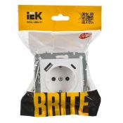 Штепсельная розетка встраиваемая IEK BRITE 16А BR-R14-16-U22-018-K91 РЮш11-1-БрАБ с з/к и шторками с USB A+C 18Вт арктический белый
