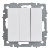 Выключатель встраиваемый трехклавишный IEK BRITE BR-V30-0-10-K91 ВС10-3-0-БрАБ арктический белый
