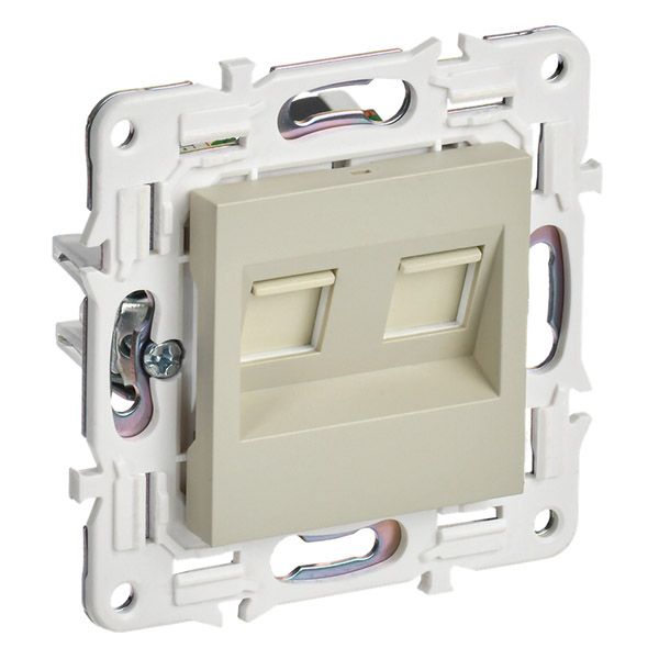 Розетка встраиваемая компьютерная двойная IEK SKANDY SK-K20-2-K10 SK-K04B RJ45 кат.6 бежевый