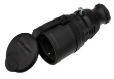 Розетка переносная с крышкой 2Р+РЕ 16А IP44