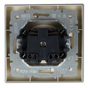 Штепсельная розетка встраиваемая IEK BRITE 16А BR-R14-16-K47-F РСР14-1-0-БрА с з/к и шторками в сборе алюминий