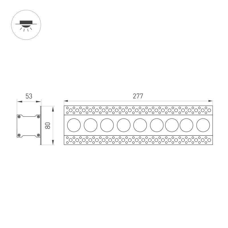 Встраиваемый светильник  20W Белый дневной  032226 MS-ORIENT-BUILT-TRIMLESS-TC-S38x277-20W  220V IP20 прямоугольный под шпаклевку белый с черной вставкой