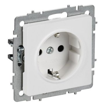 Штепсельная розетка встраиваемая IEK BRITE 16А BR-R14-16-K91 РС14-1-0-БрАБ с з/к и шторками арктический белый