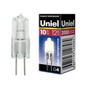 лампа галогенная капсульная G4 JC 10W Uniel JC-12/10/G4 CL 12V 00480