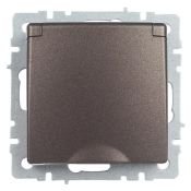 Штепсельная розетка встраиваемая IEK BRITE 16А BR-R16-16-44-K45 РСбш10-3-44-БрТБ с з/к и шторками с кышкой бронза IP44